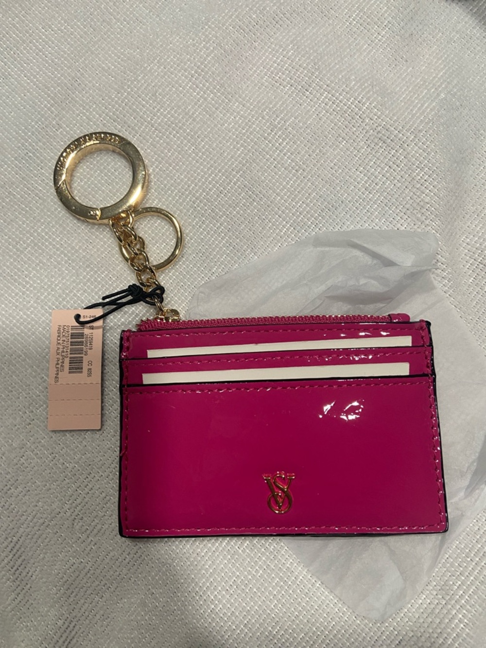 Victoria's Secret Hot Pink Patent Card Holder Keyring